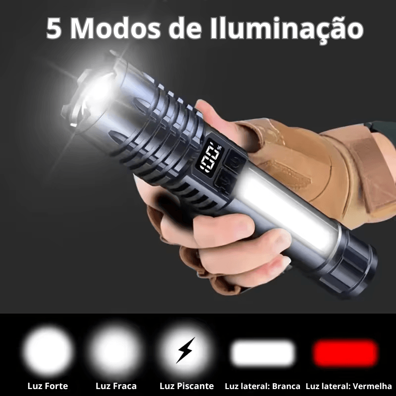 TurboLight X Lanterna Led Recarregável de Alta Potência, Acampamento, Pesca