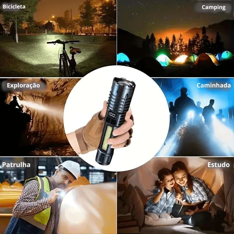 TurboLight X Lanterna Led Recarregável de Alta Potência, Acampamento, Pesca