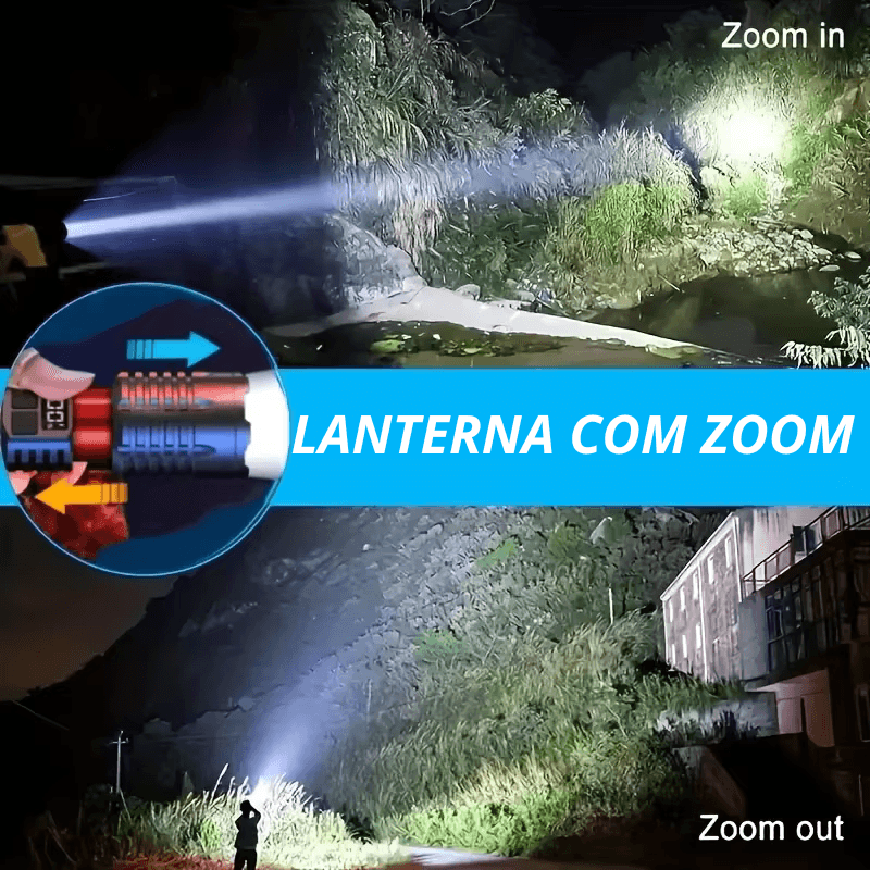 TurboLight X Lanterna Led Recarregável de Alta Potência, Acampamento, Pesca