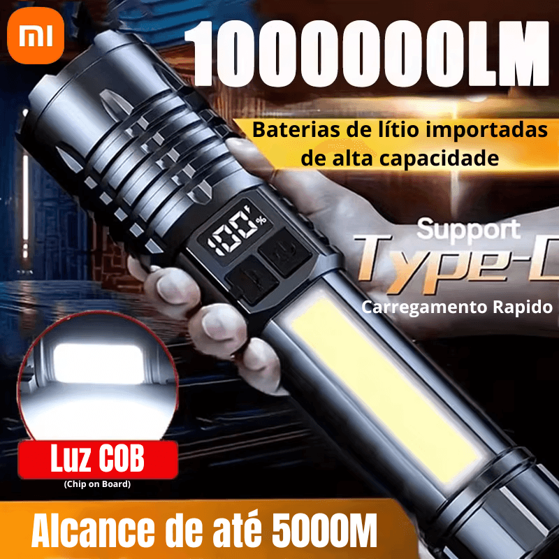 TurboLight X Lanterna Led Recarregável de Alta Potência, Acampamento, Pesca