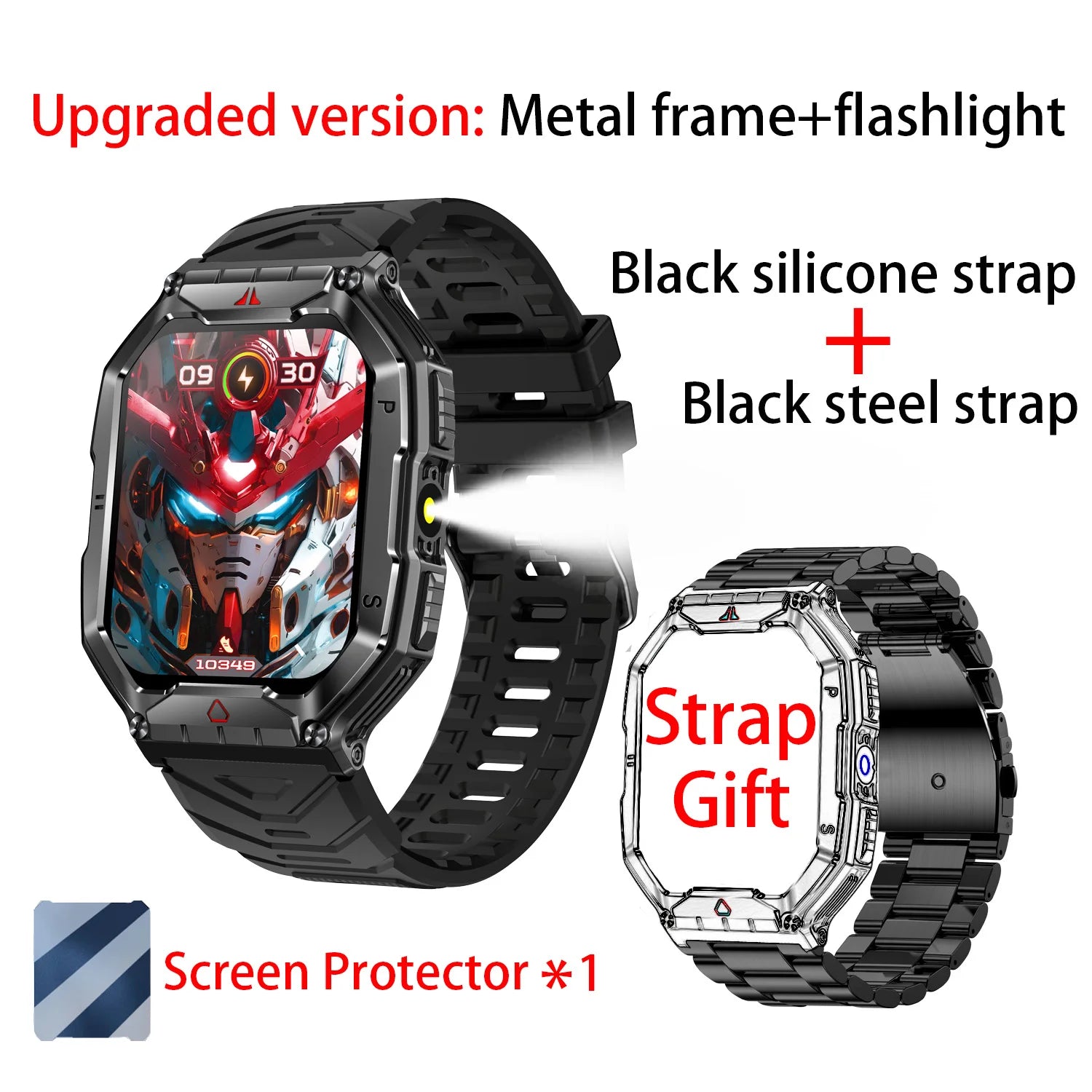 2025 Three Defense Military Men's Smart Watch lP68 Waterproof Outdoor Sports Large Screen Bluetooth Voice Call Smartwatch Gift