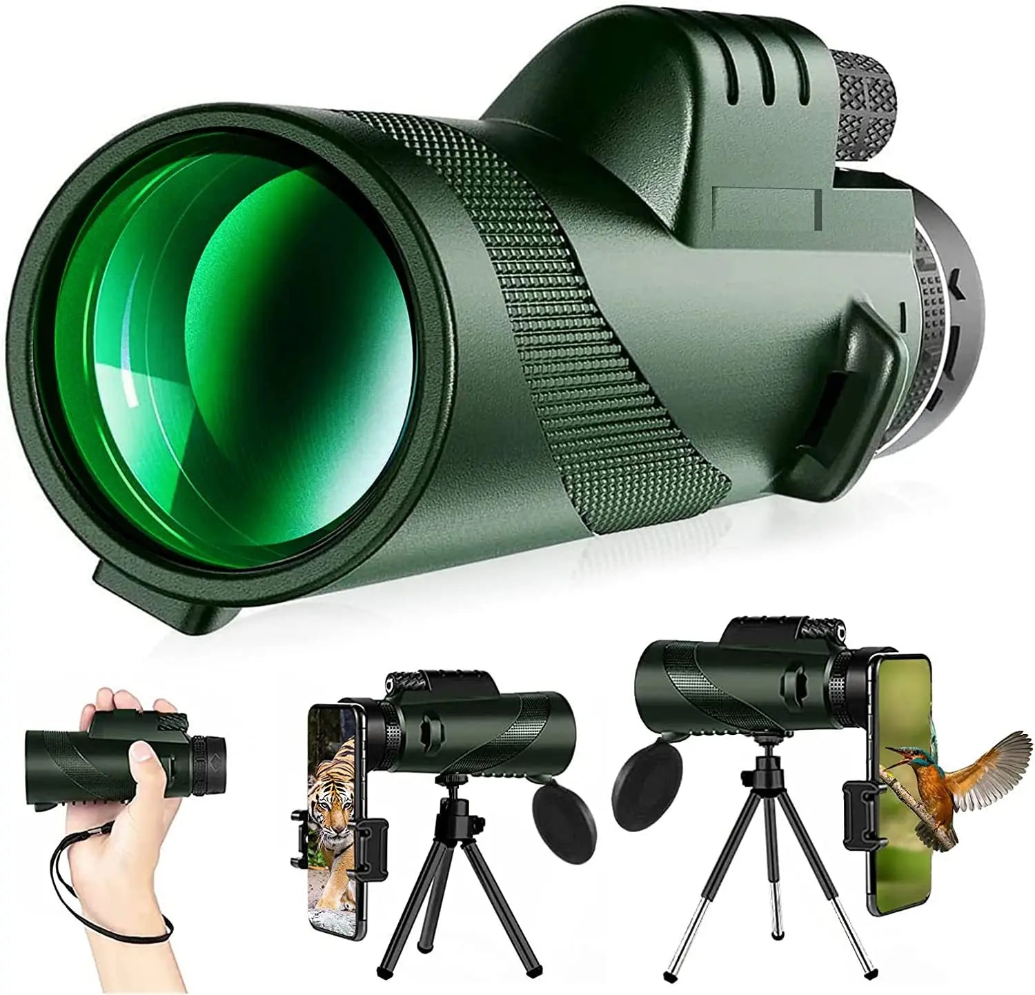 HD Zoom Monocular Telescope 80x100 – Waterproof, Portable & Phone Adapter Ready