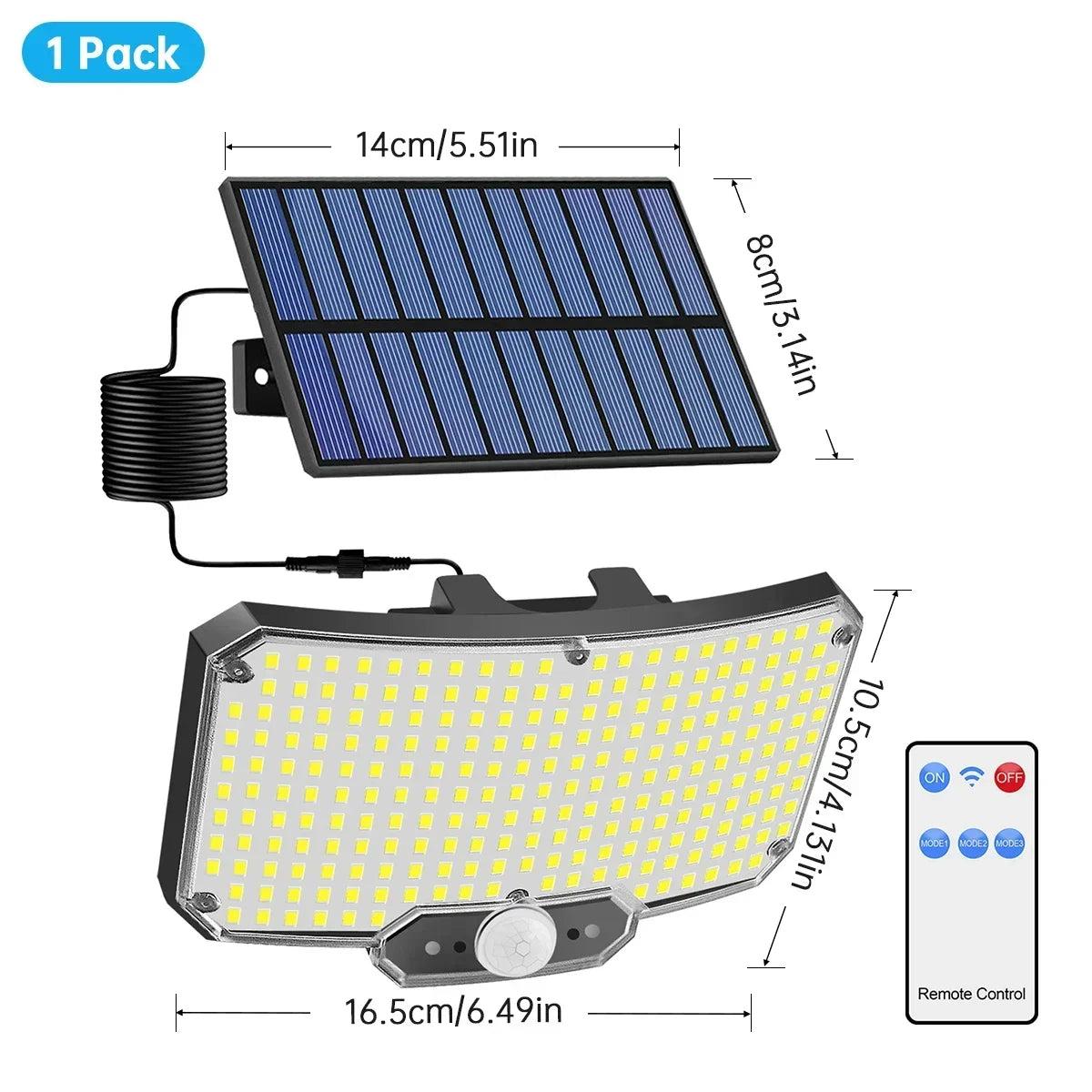234LED Solar Lights Outdoor 3 Working Modes Super Bright Motion Sensor IP65 Waterproof Flood Wall Security Lights Garage Yard