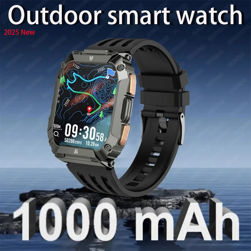 New1000mAh Battery Smart Watch 1.95 Inch AMOLED Screen Men Outdoorsports Watch IP68 Waterproof Bluetooth Call Sports Smartwatch