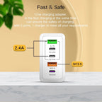 Total 120W USB Charger 5 Ports Type C Fast Charging Mobile Phone Wall Adapter EU/US/UK Plug For iPhone 15 Samsung Xiaomi Huawei
