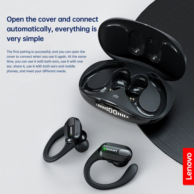 Lenovo XT80 Wireless Sports Earbuds – Bluetooth 5.3 with Mic & LED Power Display