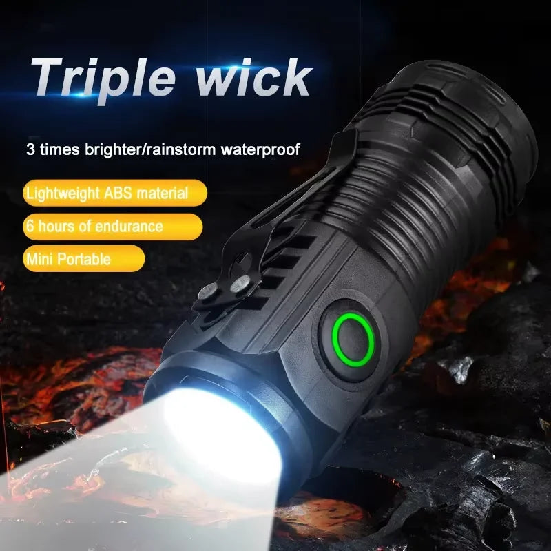 Mini LED Rechargeable Flashlight with Clip