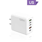 Total 120W USB Charger 5 Ports Type C Fast Charging Mobile Phone Wall Adapter EU/US/UK Plug For iPhone 15 Samsung Xiaomi Huawei