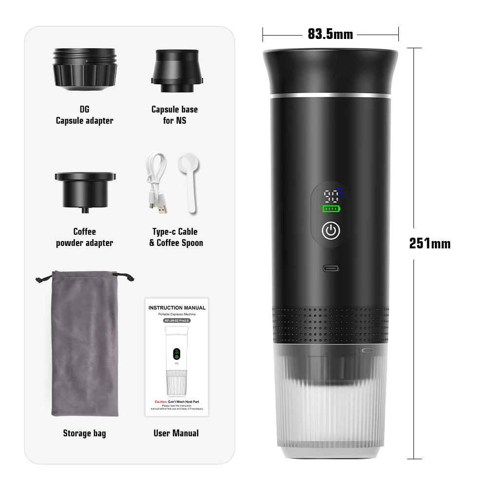 Portable 3-in-1 Wireless Espresso Coffee Maker
