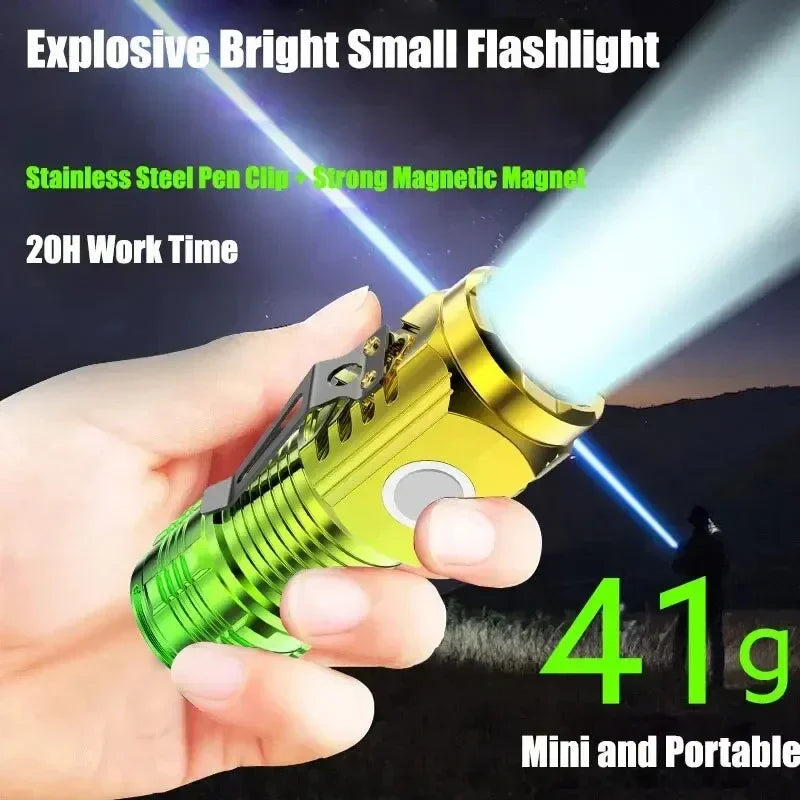 Mini 3LED Rechargeable Flashlight with Clip & Magnet