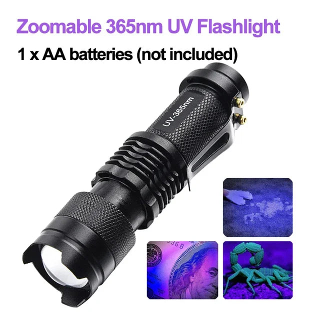 Mini UV LED Flashlight 395nm – Portable Detector Torch