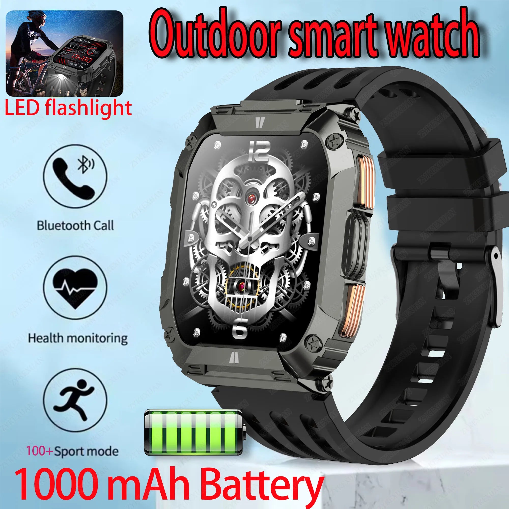 New1000mAh Battery Smart Watch 1.95 Inch AMOLED Screen Men Outdoorsports Watch IP68 Waterproof Bluetooth Call Sports Smartwatch