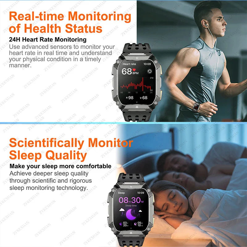 New1000mAh Battery Smart Watch 1.95 Inch AMOLED Screen Men Outdoorsports Watch IP68 Waterproof Bluetooth Call Sports Smartwatch