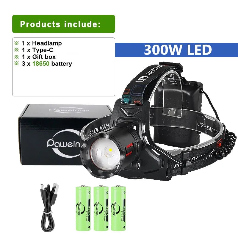 Lanterna de Cabeça LED Xtreme 2024 – Alta Potência, Longo Alcance, Recarregável USB
