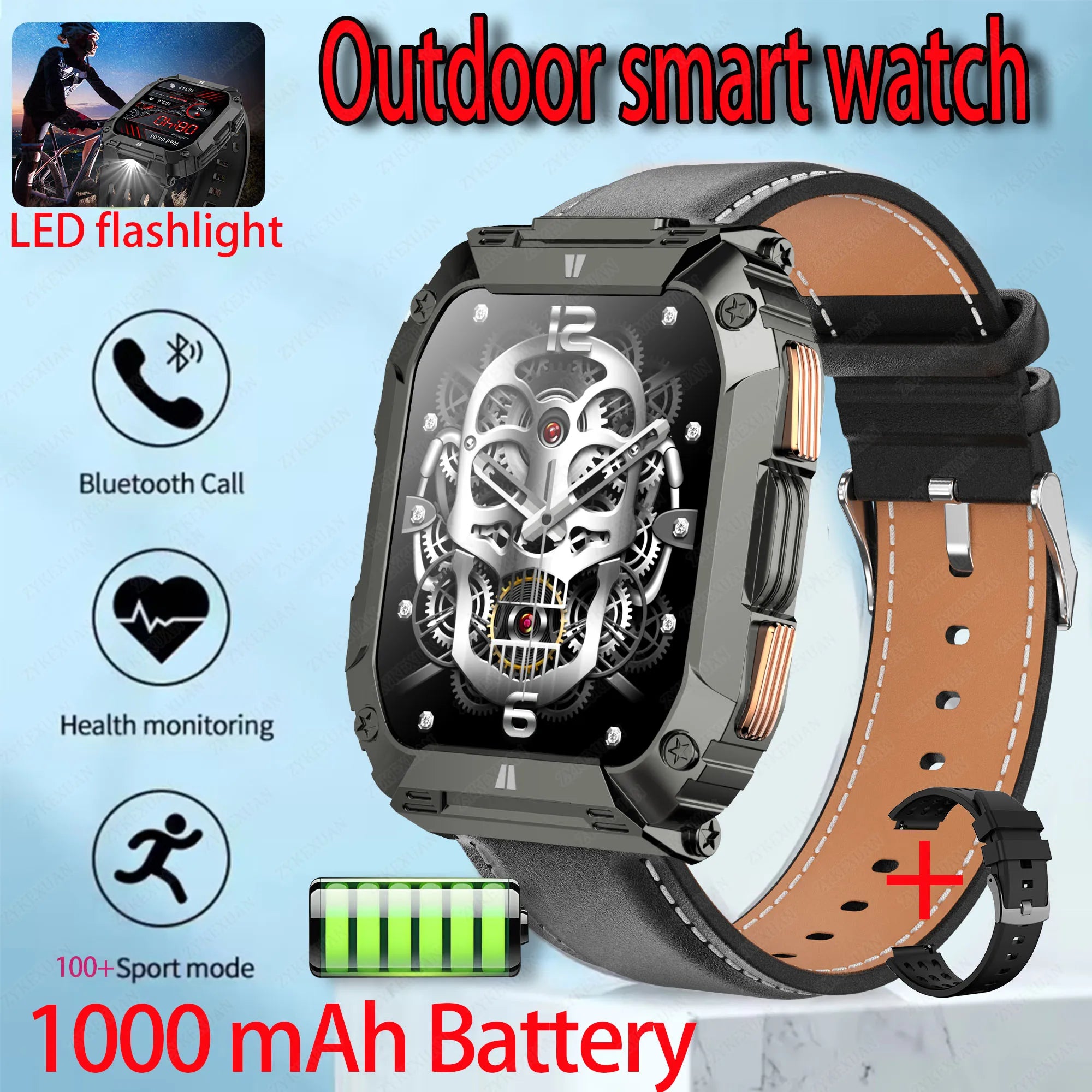 New1000mAh Battery Smart Watch 1.95 Inch AMOLED Screen Men Outdoorsports Watch IP68 Waterproof Bluetooth Call Sports Smartwatch