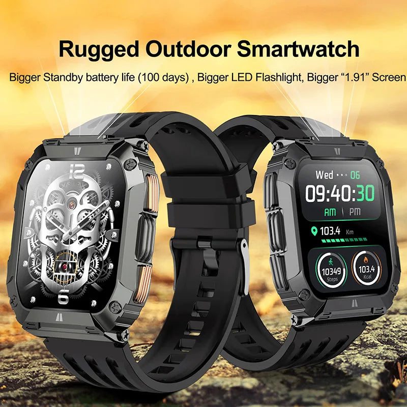 New1000mAh Battery Smart Watch 1.95 Inch AMOLED Screen Men Outdoorsports Watch IP68 Waterproof Bluetooth Call Sports Smartwatch