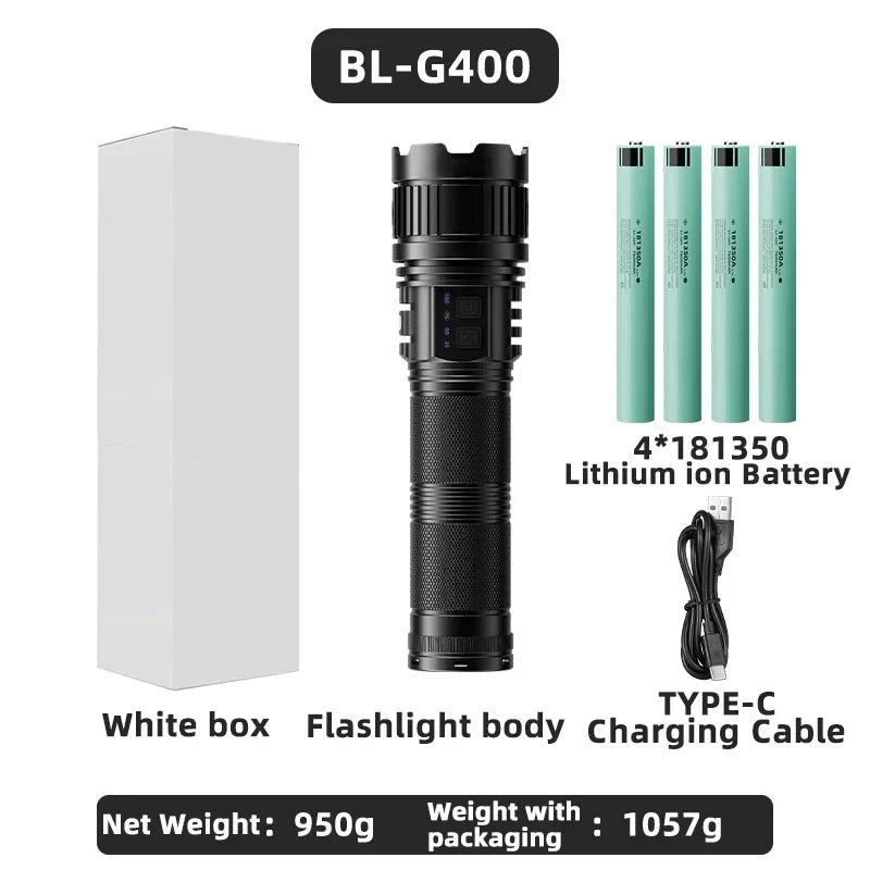 High Power Led Flashlight Super Bright Long Range Torch Rechargeable Ultra Powerful Outdoor Tactical Hand Lamp Camping Lantern
