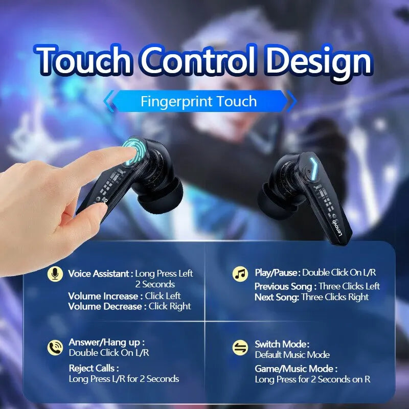 Lenovo GM2 Pro – Wireless Gaming & Sports Earbuds