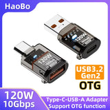 120W Fast Charging USB 3.2 to Type C Adapter OTG 10GB High Speed Data Audio Transfer For PC Tablet Xiaomi Huawei USB C Converter