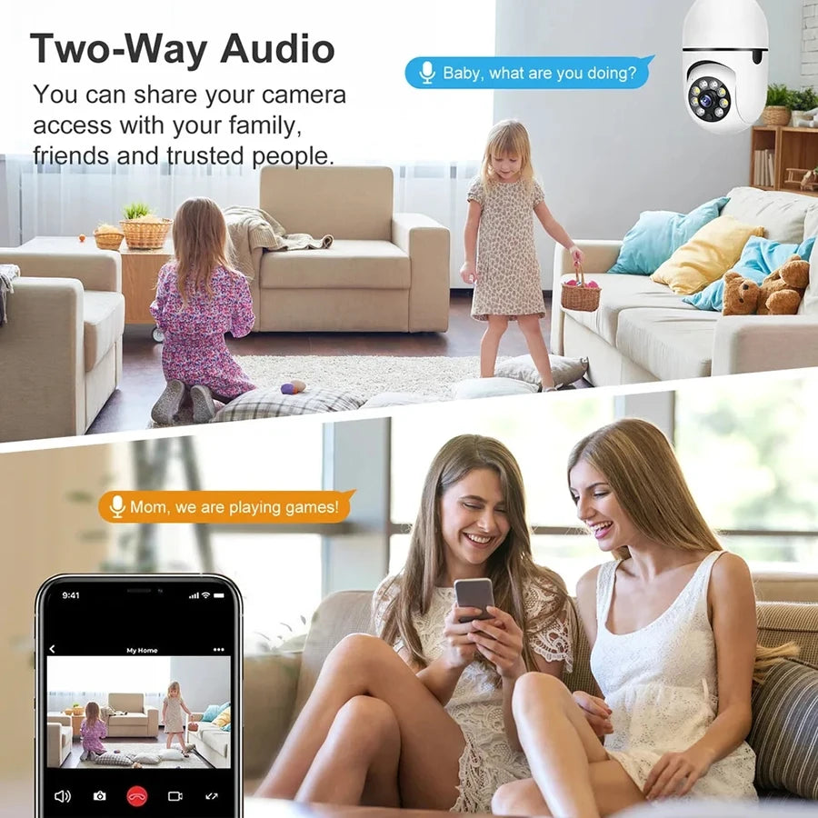 Smart Bulb Security Camera 360° WiFi with Night Vision & Motion Tracking