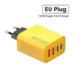 Quick Charge 3.0 Fast Charger Muti Total 120W 4 Port USB Type C PD Mobile Phone Wall Adapter for iPhone 16 Samsung S24 Xiaomi 15