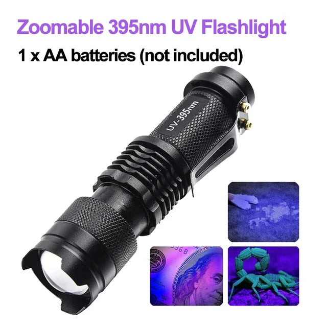Mini UV LED Flashlight 395nm – Portable Detector Torch
