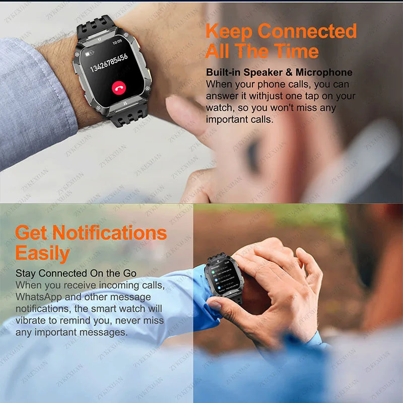 New1000mAh Battery Smart Watch 1.95 Inch AMOLED Screen Men Outdoorsports Watch IP68 Waterproof Bluetooth Call Sports Smartwatch